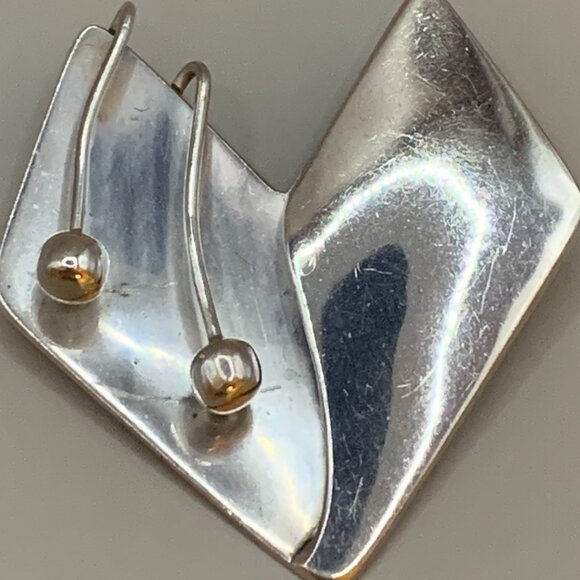 TAXCO Modernist Heart Brooch by Melicio Rodriguez Vtg 925 Sterling Silver Rare - Picture 3 of 7